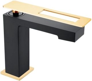 Смеситель для раковины Boheme Q чёрный/золото 141-BG